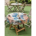 thumbnail image 4 of Outdoor Tablecloths with Umbrella Hole & Zipper, Seahorse Coastal Round Tablecloth 54 Inch, Summer Nautical Starfish Coral Beige Waterproof Table Cloth, Patio/Pool/Picnic Table Covers, 4 of 8