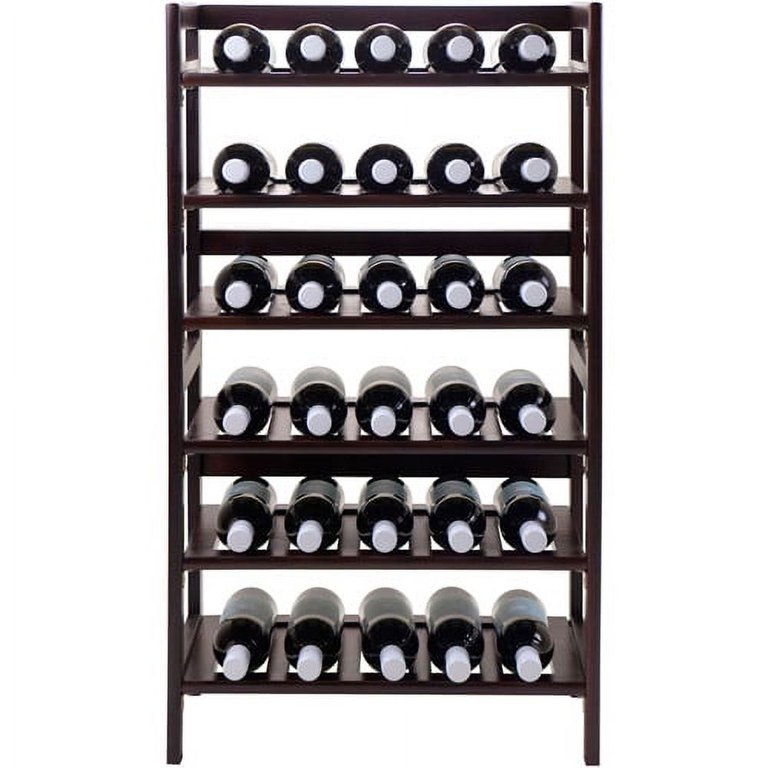 Winsome Wood Silvi 30-Bottle Wine Display Rack, Antique Walnut Finish