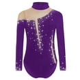 thumbnail image 2 of YiZYiF Kids Girls Sparkly Gymnastics Leotard Long Sleeve Figure Skating Tumbling Dance Bodysuit Top Purple 12, 2 of 7