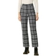 thumbnail image 1 of Pantalones de trabajo de cuadros recortados para mujer INSPIRE CHIC, con botones, estilo casual, tartán, 3XL, negro, 1 of 7