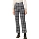 thumbnail image 1 of Pantalones de trabajo de cuadros recortados para mujer INSPIRE CHIC, con botones, estilo casual, tartán, 3XL, negro, 1 of 7