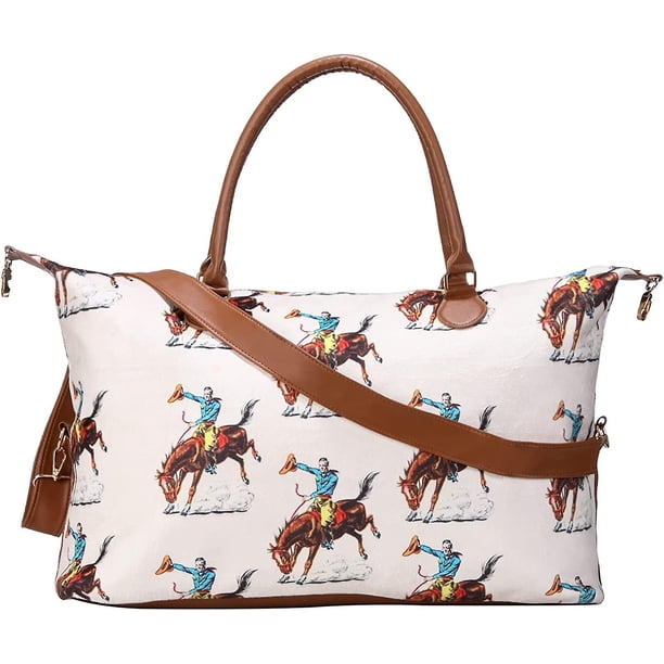 Bolso de fin de semana de vaca para mujer Bolso de lona para la noche Bolsos de viaje grandes para mujer Bolsos de fin de semana con correa para el hombro Geometría
