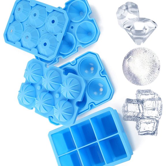Ice Cube Trays, 3 Pack Silicone Large Round Ice Cube Tray Square ...
