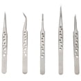 thumbnail image 1 of OULII 5Pcs Tweezers for Crafting in Silver Tone with Curved Tip, 1 of 8