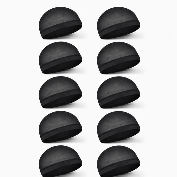 YEMNPIOS 10 Pcs Stocking Wave Cap for Men Adult Stretchy Nylon Skull Wave Lightweight Beanie Caps for Men Women Black