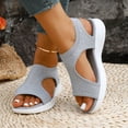 thumbnail image 2 of Rokment Women's Sparkly Rhinestones Comfortable Walking Sandals Slip on Air Cushion Arch Support Wedge Slingback Open Toe Platform Summer Shoes Breathable Beach Footwear Grey Size 9, 2 of 6