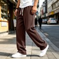 thumbnail image 6 of Lmueinov Men's Waffle Knit Wide Leg Sweatpants Elastic Waist With Drawstring Front Pleats With Deep Side Pockets For Fall And Winter Wear, S-3XL, 6 of 6