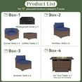 thumbnail image 4 of Aoxun 12 Piece Patio Furniture Set with 44” Fire Pit Table Wicker Rattan Outdoor Sectional Sofa Set with Coffee Table and 4” Thickened Cushions, Blue (Waterproof Cover Included), 4 of 8