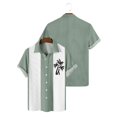 thumbnail image 4 of Lumtrix Mens Bowling Shirts Hawaiian Shirt Big and Tall Retro Button Up Vintage Guayabera Camp Shirt Printed Palmshadow Clothing Mint Green 7XL, 4 of 4