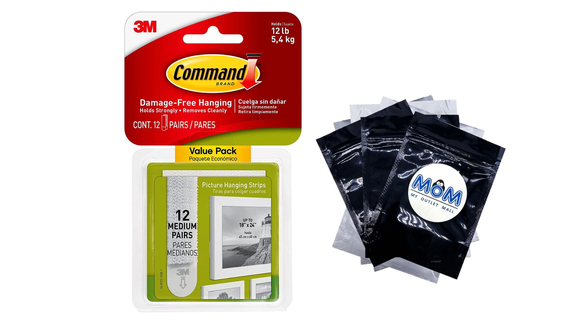 3M Command Medium White Picture hanging Adhesive strip (Holds)4kg