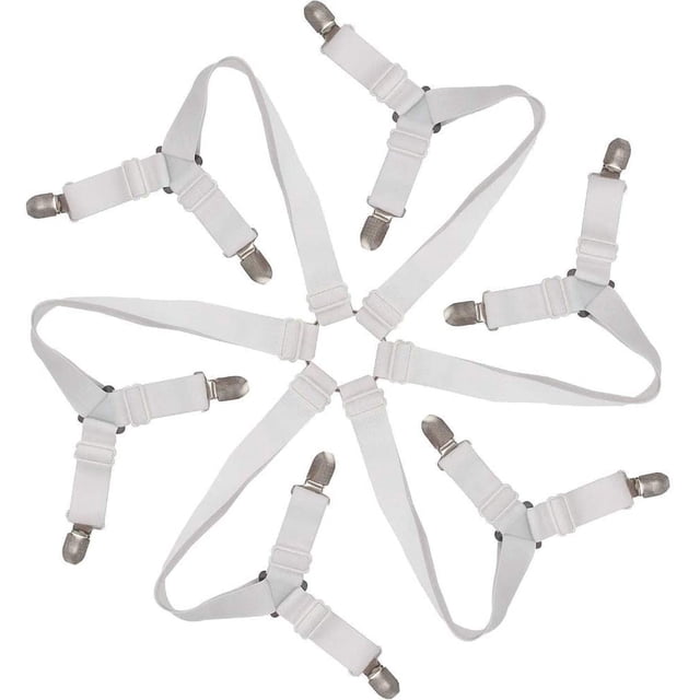 Clips de Drap à 6 Côtés, Attaches de Drap Réglables, Sangles Élastiques pour Drap, Support de Drap pour Drap Rond/carré, Très Grand/Grand, Toutes Tailles (Noir)