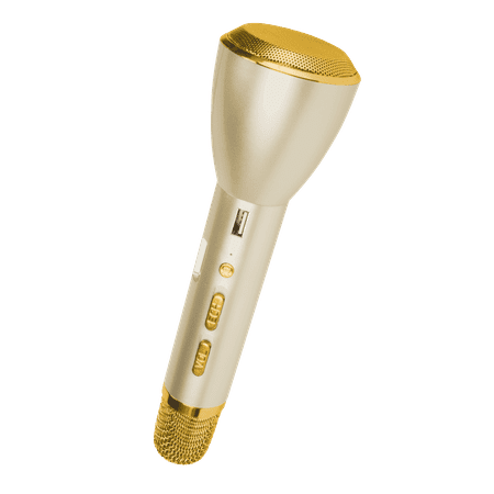 Sing-along Bluetooth Wireless Karaoke Microphone and Speaker (Gold)