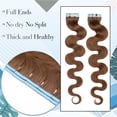 thumbnail image 6 of MY-LADY 20PCS Wavy Curly Tape in 100% Real Human Hair Extensions Hairpiece Skin Weft Full Head 16inch #06 Light Brown, 6 of 9