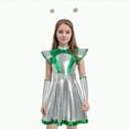 thumbnail image 2 of CAUYDY Girls Alien Halloween Space Man Dress Up Metallic Dress with Arm Sleeves Alien Hair Hoop Set(Z03-Green,7-8 Y), 2 of 6