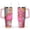 Pink-17, variant on 40oz Colorful Botanical Mushroom Stainless Steel Flip Straw Tumbler Spill Proof Travel Cup Double Wall Vacuum Insulated Coffee Mug with Top Handle