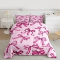 thumbnail image 3 of Manfei Dreamy Pink Bowknot Bedding Comforter Set, Kawaii Cute Cartoon Bow Twin Comforter Sets, Teens Kids Girls Female Reversible Bedding Set, Microfiber Bedroom Decor, 2-Piece, 3 of 9