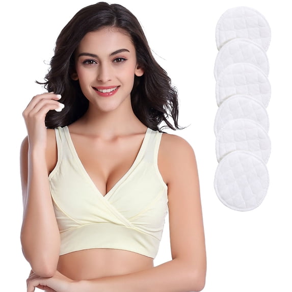 Maternity Underwear Vest-style No underwire cross lactation Bra Comfortable Maternity Sleep Bra - yellow