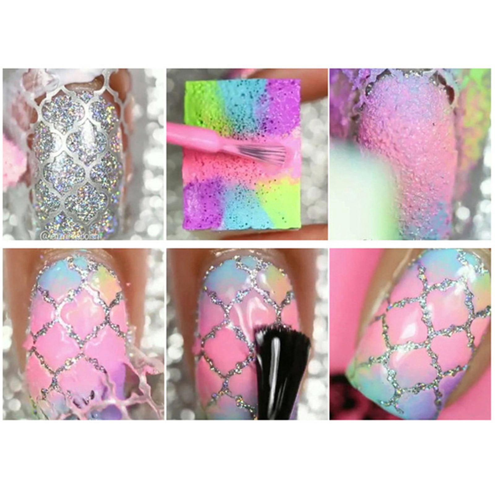 Nail Brushes Set with Nail Stickers Nail Dotting Pens Pick Up Tweezers Nail Art DIY Nail Tool Kit for Beginners