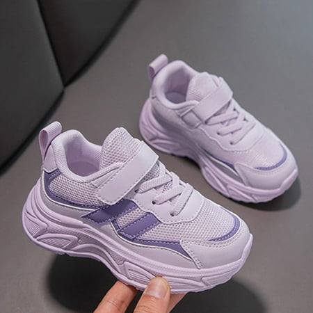 

WZJuhiie Girls Sports Shoes Fashionable New Pattern Solid Color Simple and Cute Thick Sole Comfortable Non Breathable Hook Loop Casual Shoes