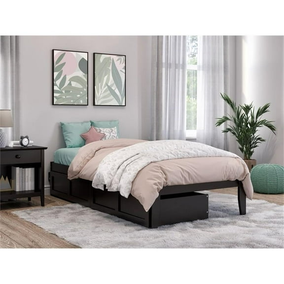AFI Colorado Modern Wood Twin Bed with 2 Drawers in Espresso