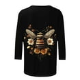 thumbnail image 5 of CYMMPU Bee Graphic 3/4 Sleeve Round Neck Loose Fit Tunic Tops Fall Fashion Shirts Blouses for Women Dressy Casual Spring Tops Lightweight Basic T-Shirts Multicolor XXXL, 5 of 5