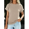 thumbnail image 3 of PRETTYGARDEN Womens Summer Tops Spring Casual Rolled Short Sleeve Basic Tees Crew Neck Work Shirts Fashion Clothing, 3 of 10