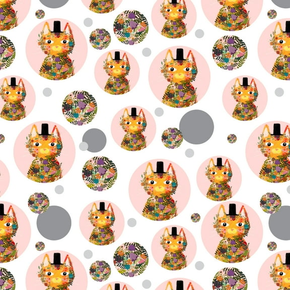 Flower Cat with a Top Hat Premium Gift Wrap Wrapping Paper Roll