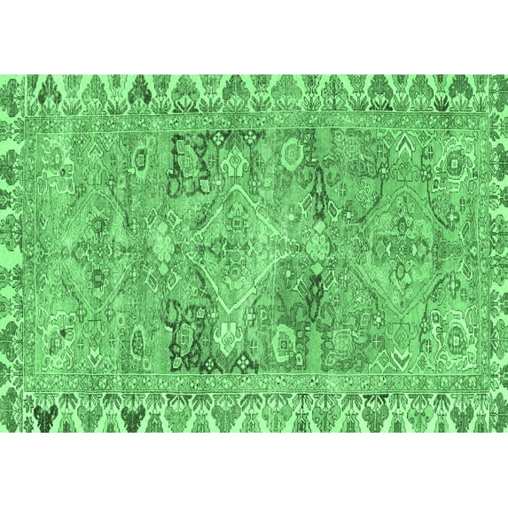 Ahgly Company Indoor Rectangle Persian Emerald Green Traditional Area Rugs, 8' x 12'