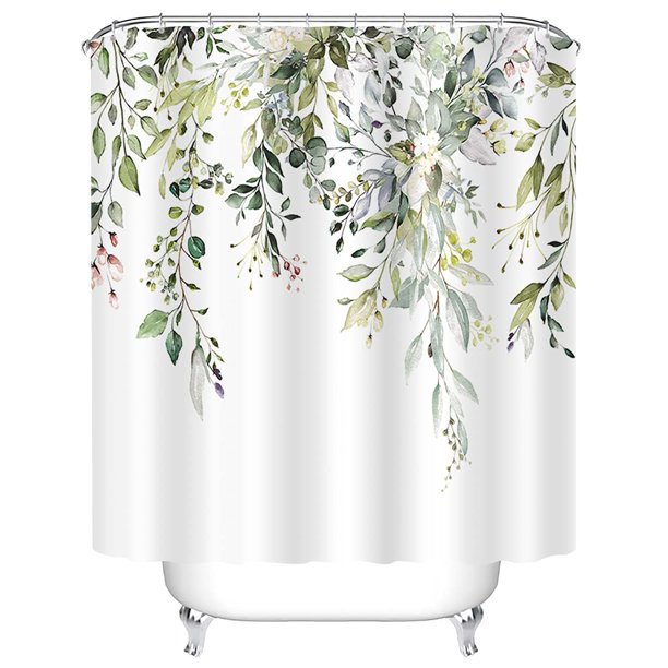 Green Eucalyptus Shower Curtain, Shower Curtain for Bathroom, Cloth