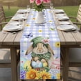 thumbnail image 4 of Easter Rabbits Table Runner 72 Inches, Watercolor Eggs Flowers Butterflies Purple Plaid Bed Runner Dresser Scarves Tabletop for Indoor Outdoor Parties/Ceremony/Banquet, 13" x 72", 4 of 8