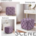 thumbnail image 3 of LEHZROAJ Button Tufted Velvet Vanity Stool with Metal Legs, Modern Makeup Ottoman, Upholstered Foot Rest Footstool for Living Room Bedroom（Purple）, 3 of 10