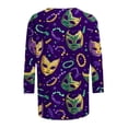 thumbnail image 6 of Yteetum Mardi Gras 3/4 Length Sleeve Womens Tops Oversized Crewneck Carnival Graphic Printed Three Quarter Sleeve T Shirt Women Casual Round Neck Funny Tuesday Carnival Party Loose Short Sleeve Shirt, 6 of 6