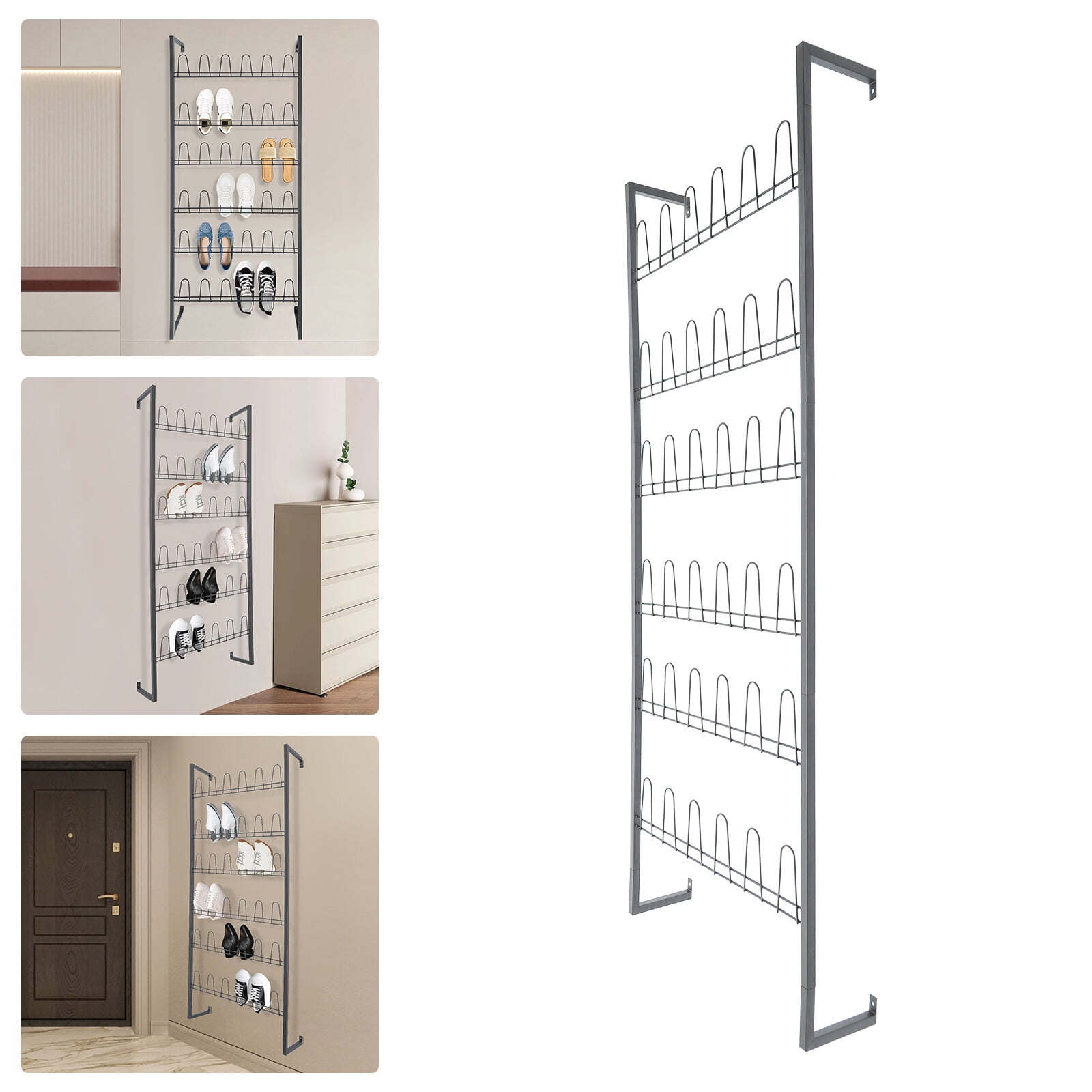 PEAKORA18 Pairs Wall Mounted Shoe Rack Wall Hanging Shoes Organizer Storage Stand Rack