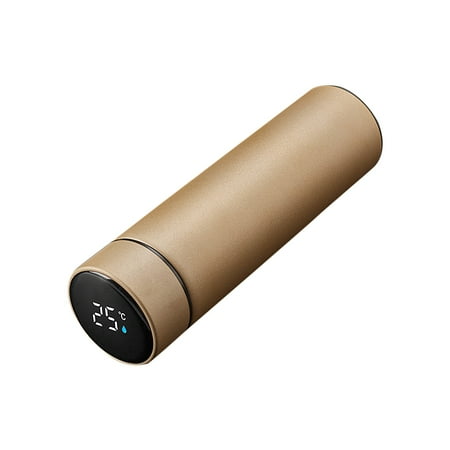 

Water Bottle 500ml 304 Stainless Steel LED Vacuum Cup Digital Display Portable Drink Bottle Gold