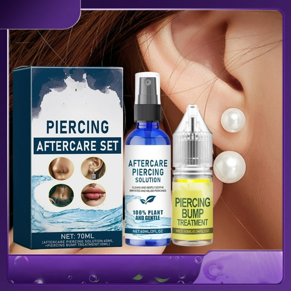 Sales Today Clearance!DHALL Ear Care ProductPiercing Care Set The And Discomfort Of Ear Piercing Ear Piercing Care Solution Piercing Follow Up Care Solution 60ml+Piercing Bump Solution 10ml