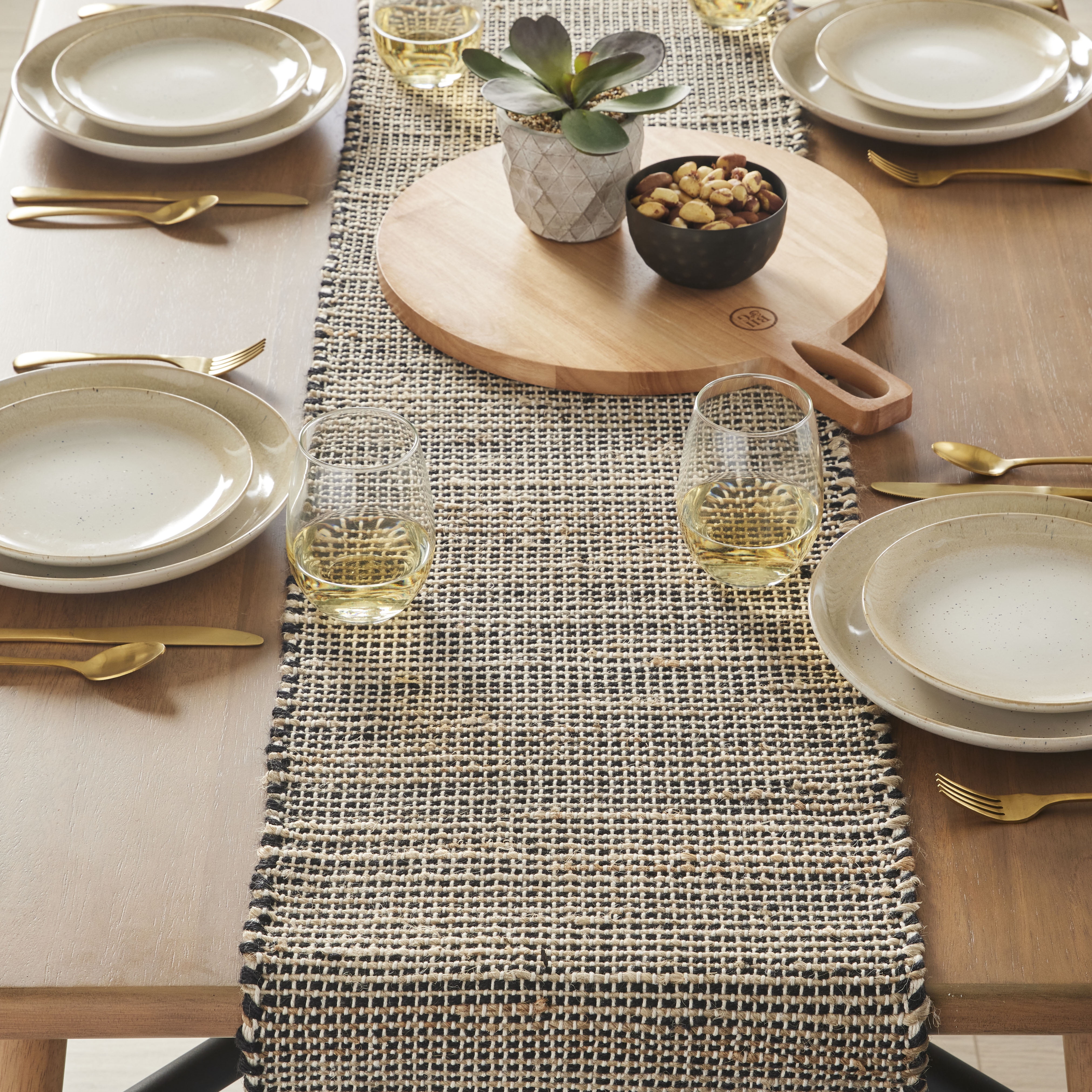 Better Homes & Gardens Jute Table Runner, Grey and Natural, 14"W x 90"L