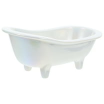 IBASETOY Ceramic Draining Soap Dish Stylish Bathtub Shaped Holder For Bathroom Kitchen Prevents Soap Waste Neat