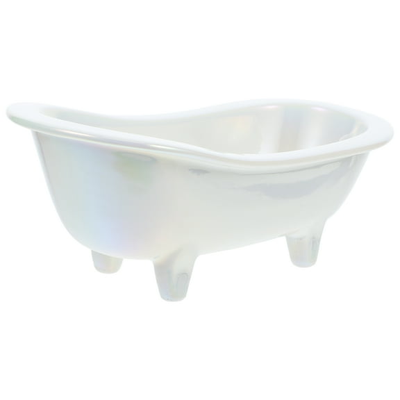 IBASETOY Ceramic Draining Soap Dish Stylish Bathtub Shaped Holder For Bathroom Kitchen Prevents Soap Waste Neat