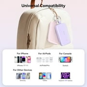 RORRY Portable Charger, 10000mAh PD 30W Power Bank with Built-in Cables, Fast Charging Battery Pack, Travel Essential Phone Power Bank for iPhone, Android, iPad, Galaxy and More,Pink