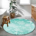 thumbnail image 4 of Teal Ombre Coastal 3ft Area Rug, Nautical Beach Starfish Coral Summer Washable Non-Slip Small Round Rugs for Entryway Bedroom Kitchen, Soft Circle Carpet for Dining Room, Playroom Nursery Rug, 4 of 9