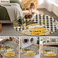 thumbnail image 5 of Round Rugs 5Ft, Yellow Gnomes Round Area Rug Washable Indoor Throw Carpet, Vintage Buffalo Plaid Black Bee Daisy Soft Non Slip Circle Rug for Cabinet Bathroom Home Decor Aesthetic, 5 of 8