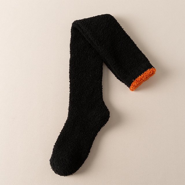 Calcetines de mujer con caña sólida, gruesos, para dormir en casa, cálidos, de dacrón