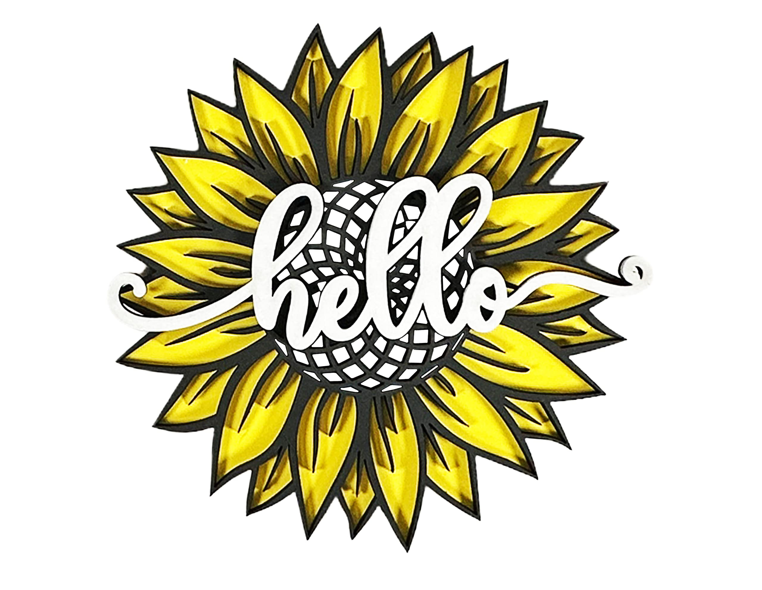 Urbalabs Wood Country Hello Sunflower Wall Decor Flower Wall Art Modern