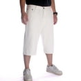 thumbnail image 5 of Ruiatoo Baggy Jeans Shorts for Men Denim Hip Hop Loose Fashion Skateboard Pants White (108-1,Size 32), 5 of 5