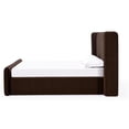 thumbnail image 2 of Benjara Baca Queen Platform Bed, Velvet Upholstery, Wingback Headboard, Brown, 2 of 2