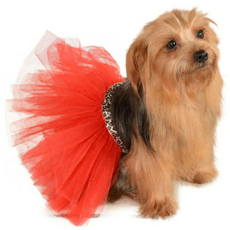 Red Leopard Princess Ballet Dancer Tutu Skirt For Pet Dog