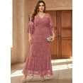 thumbnail image 2 of Miusol Plus Size Floral Lace Flounce Sleeve Mermaid Evening Party Dress for Weddings, Proms & Formal Events, 2 of 9