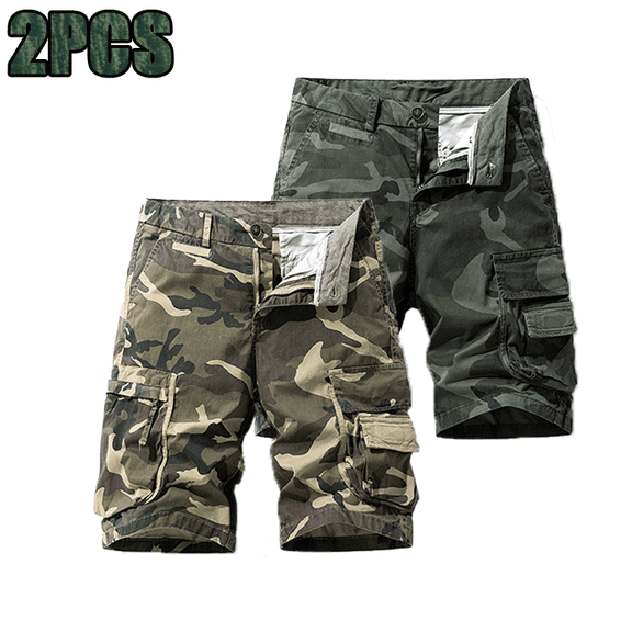 Men 97% Cotton Camouflage Cargo Shorts Multi Pocket Loose Fit Casual Outdoor Work Military Short Pants