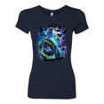thumbnail image 2 of Great White Shark Species in Ocean | Womens Fishing Slim Fit Junior Tee, Navy, Medium, 2 of 3