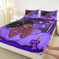 thumbnail image 3 of Homewish Black Girls Full Size Sheets,Cute Candle Bed Sheets,Starry Sky Sheet Sets For Kids,Luxury Bedroom Decor,4 Pieces, 3 of 7